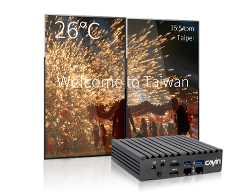 Compact 4K UHD digital signage player SMP-2200 with 2 HDMI & 1 VGA Outputs