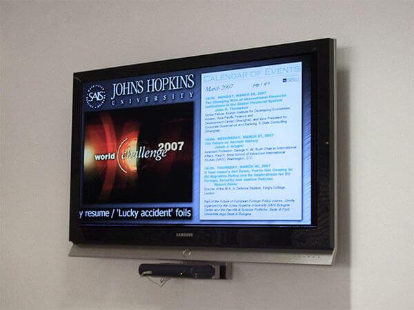 Education Digital Signage at Johns Hopkins University Bologna Center, Italy