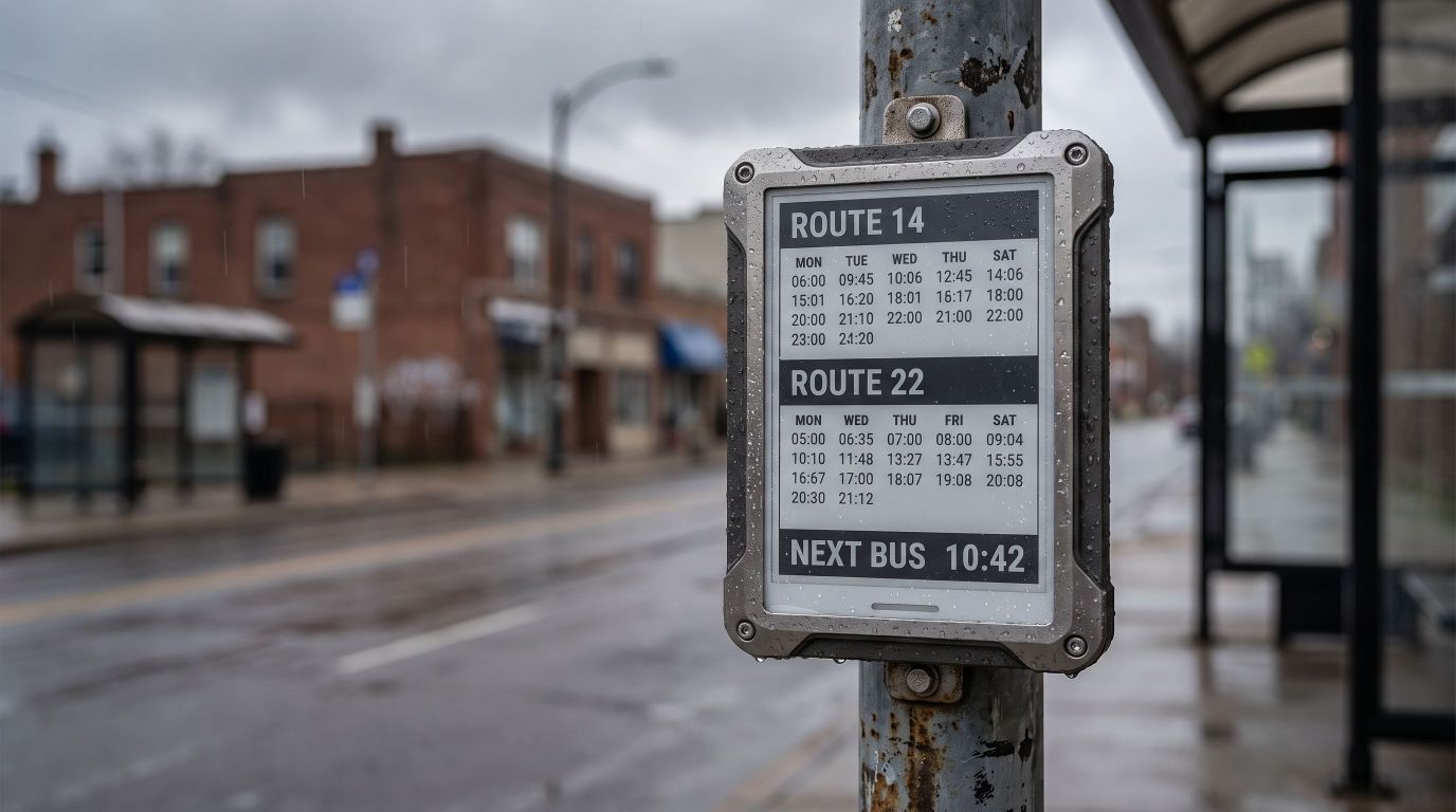Rugged e-paper display in an outdoor industrial setting