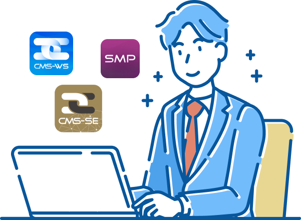 Person managing CAYIN digital signage devices from a laptop using Device Seeker