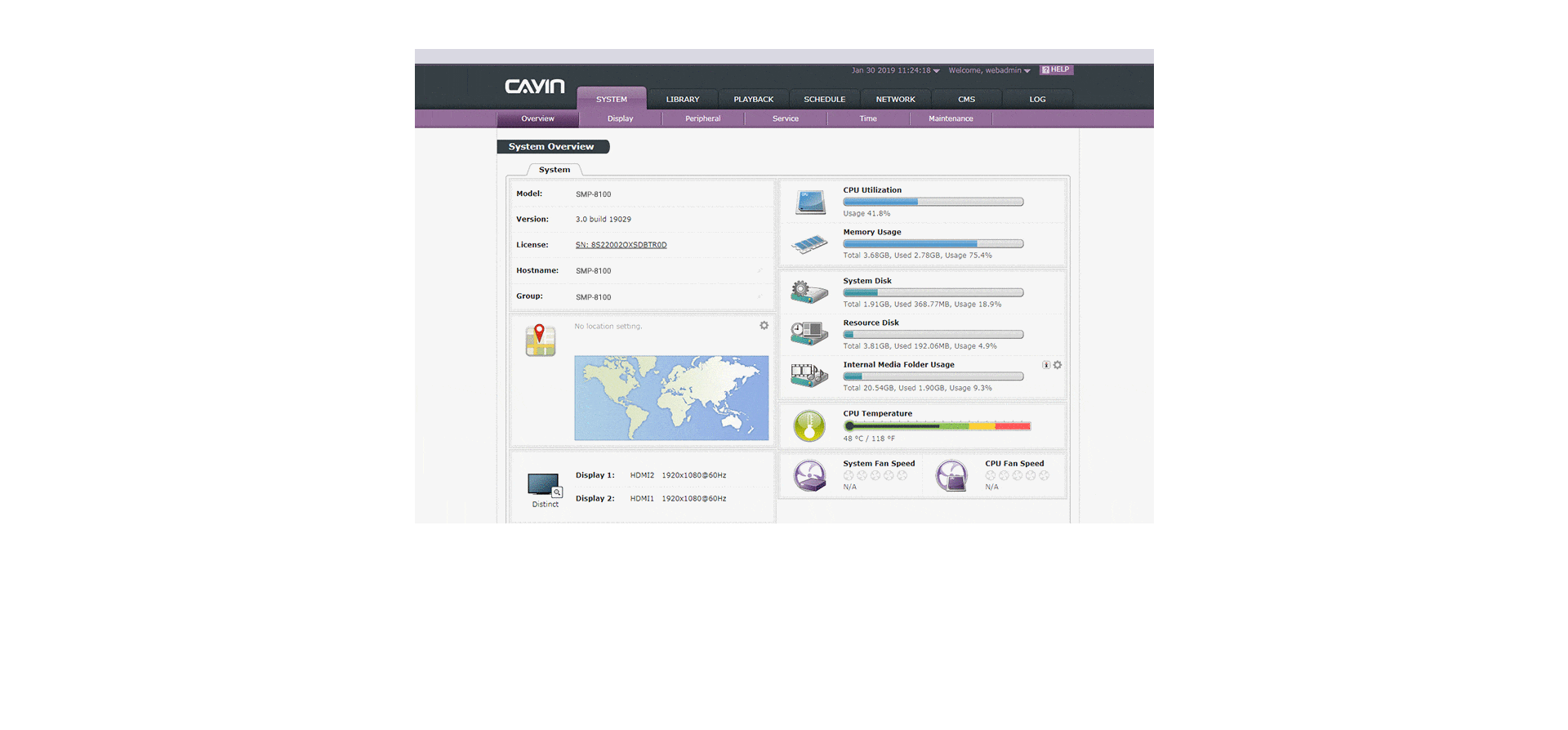 อินเตอร์เฟซผู้ใช้ของ SMP-8100, แดชบอร์ด